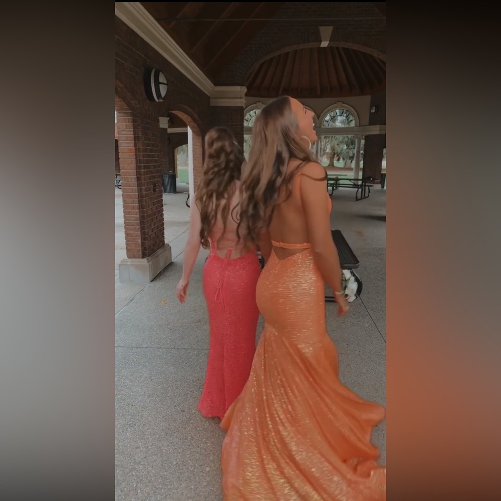 Coral Prom Sequence Long Backless Mermaid Dress - image 6